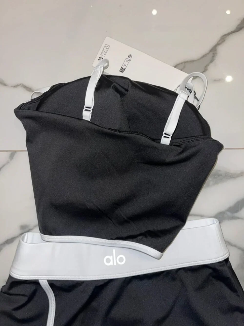 Alo Yoga Black & White Sports Bra and Skort Set Women's S